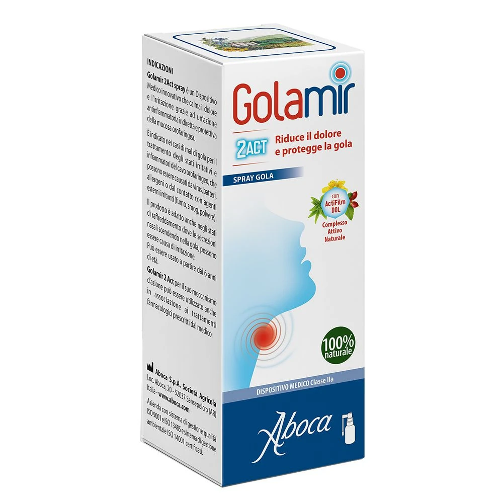 Aboca Golamir 2Act Spray Gola – 30ml Aboca Golamir 2Act Spray Gola – 30ml -Farmacia Estetica Porta Pia Aboca Golamir 2Act Spray Gola