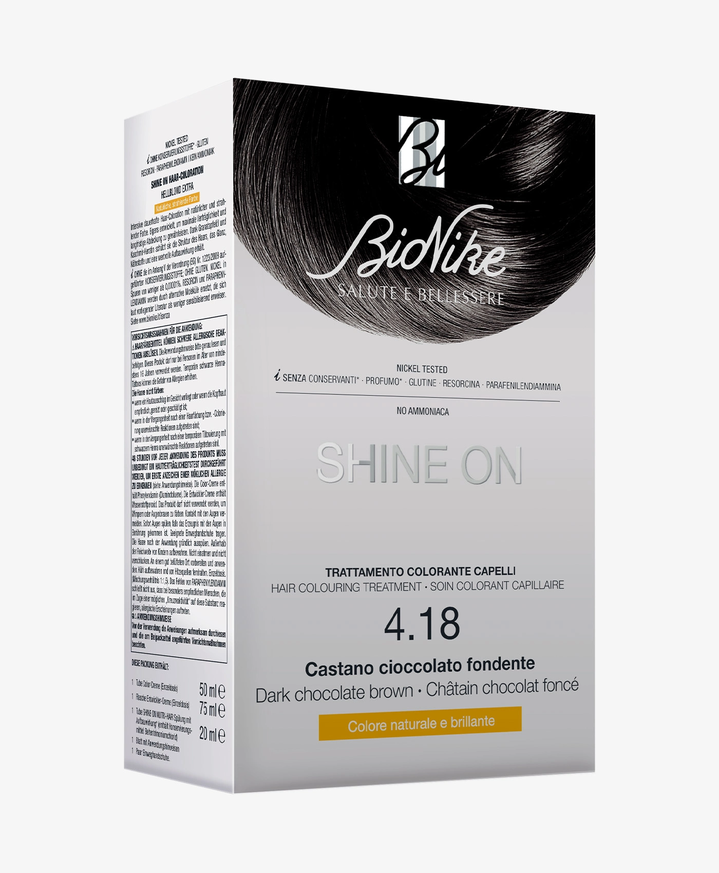 Bionike Shine On – 4.18 Castano Cioccolato Fondente Bionike Shine On – 4.18 Castano Cioccolato Fondente -Farmacia Estetica Porta Pia Bionike Shine On 4.18 Castano Cioccolato Fondente