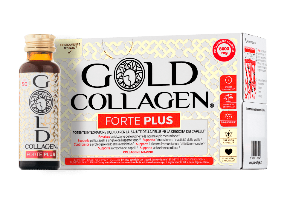 Gold Collagen – Forte Plus – 10 flaconcini da 50ml ES Gold Collagen – Forte Plus – 10 Flaconcini Da 50ml ES -Farmacia Estetica Porta Pia GOLD COLLAGEN Forte Plus 10 flaconcini da 50ml