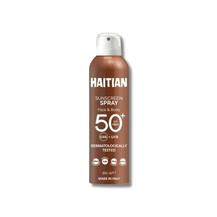 Haitian – Spray Solare Viso & Corpo SPF50+ – 200ml Haitian – Spray Solare Viso & Corpo SPF50+ – 200ml -Farmacia Estetica Porta Pia Haitian Spray Solare Viso Corpo SPF50 200ml