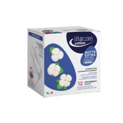 Illa Care Cotton Assorbenti Con Ali Notte Extra – 12 Pezzi
