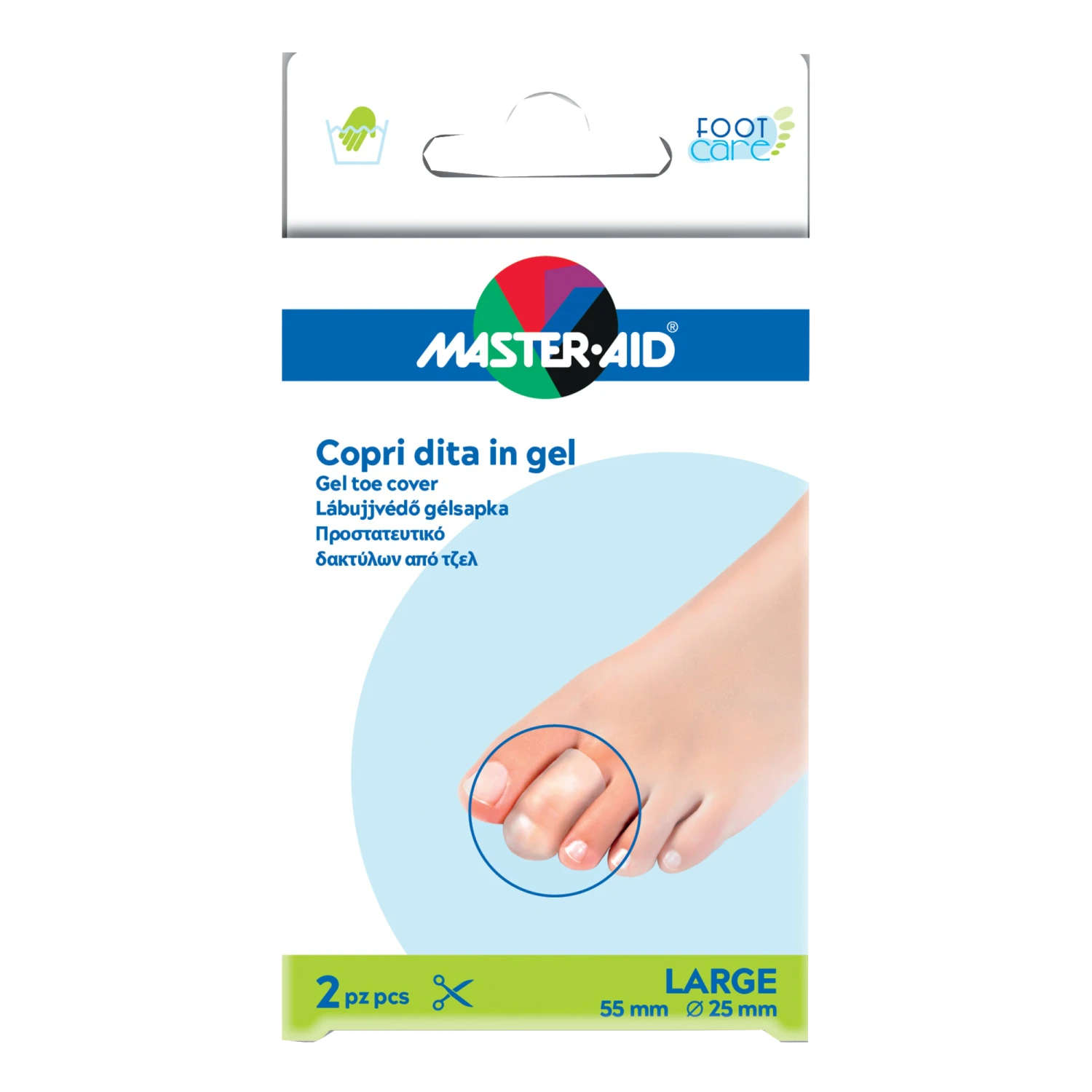 Master-Aid Footcare Copri Dita Gel C2 Large – 2 pezzi Master-Aid Footcare Copri Dita Gel C2 Large – 2 Pezzi -Farmacia Estetica Porta Pia Master Aid Footcare Copri Dita Gel C2 Large 2pz