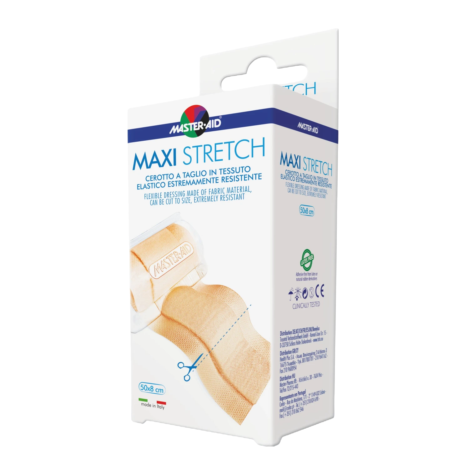 Master-Aid Maxi Stretch Cerotto a Taglio 50x8cm – 1 pezzo Master-Aid Maxi Stretch Cerotto A Taglio 50x8cm – 1 Pezzo -Farmacia Estetica Porta Pia Master Aid Maxi Stretch Cerotto a Taglio in Tessuto Elastico Resistente