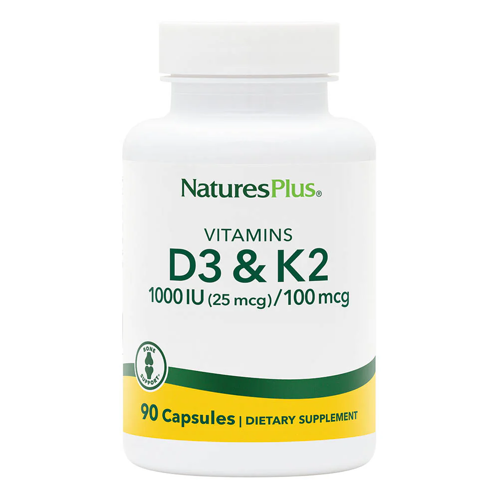 Natures Plus Vitamine D3 & K2 1000IU (25mcg)/100mg – 90 compresse Natures Plus Vitamine D3 & K2 1000IU (25mcg)/100mg – 90 Compresse -Farmacia Estetica Porta Pia Natures Plus Vitamine D3 K2 1000IU 25mcg 100mg 90 compresse