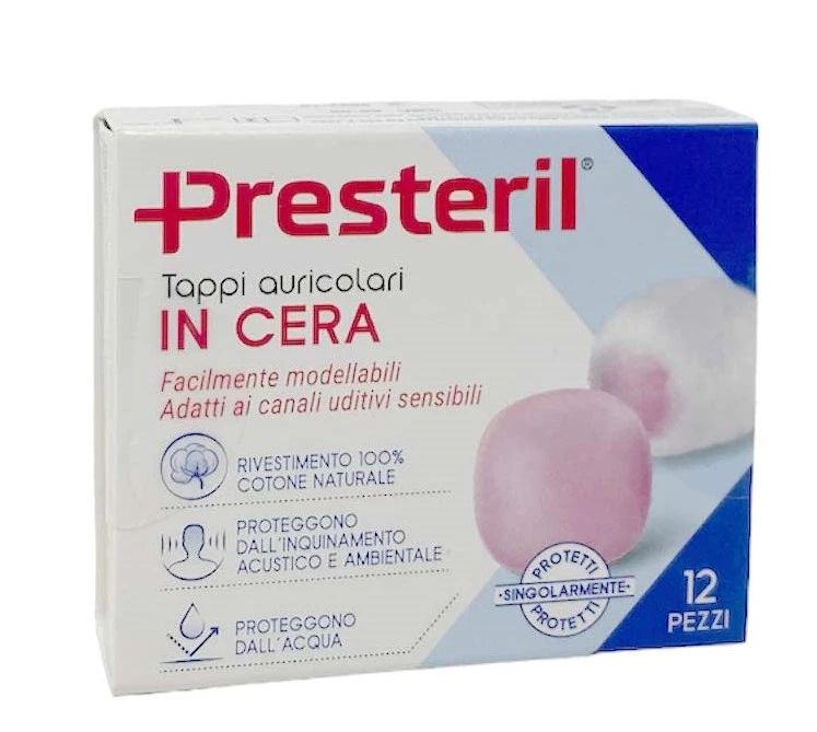 Presteril Tappi Auricolari in Cera – 12 Pezzi Presteril Tappi Auricolari In Cera – 12 Pezzi -Farmacia Estetica Porta Pia Presteril Tappi Auricolari in Cera 12 Pezzi