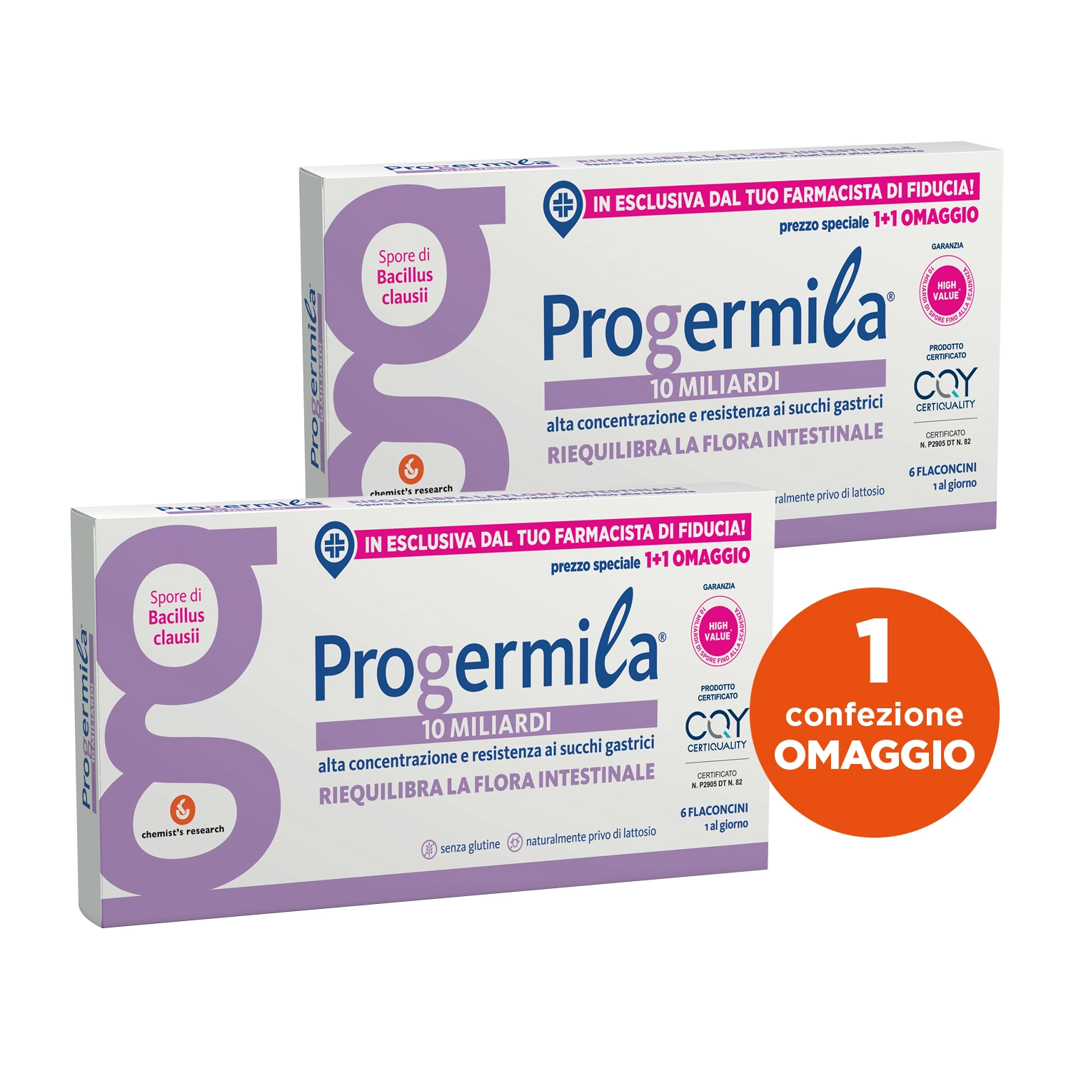 Progermila 10 Miliardi – 6 flaconcini 1+1 omaggio Progermila 10 Miliardi – 6 Flaconcini 1+1 Omaggio -Farmacia Estetica Porta Pia Progermila 10 Miliardi 6 flaconcini